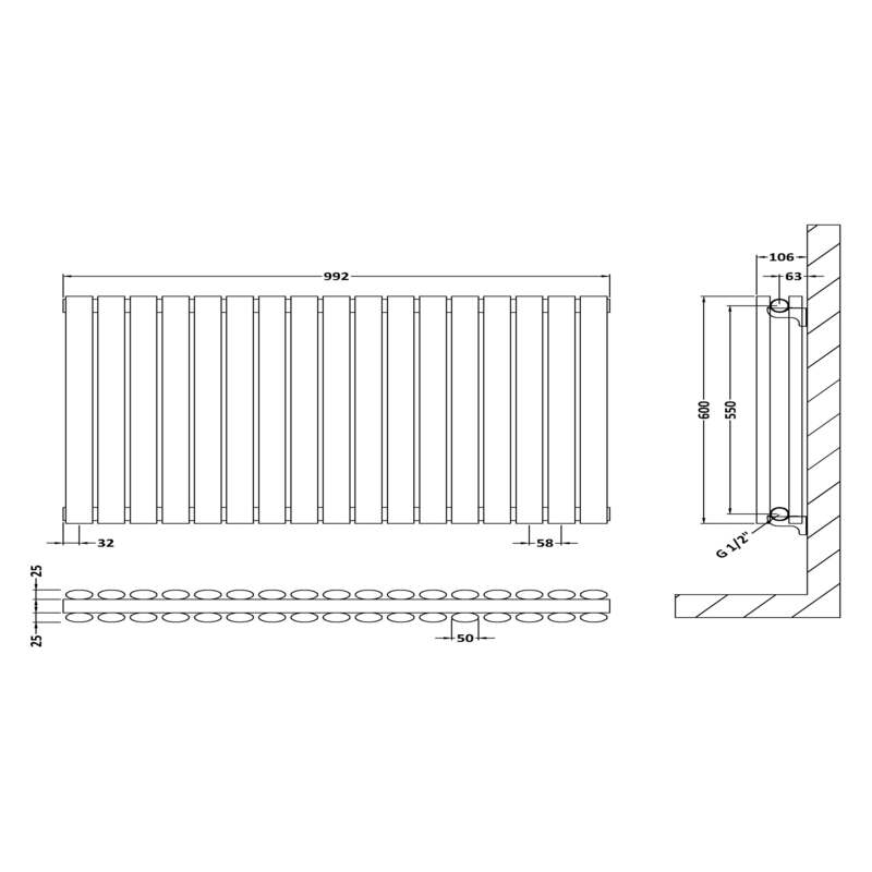 Nuie Revive Horizontal Single or Double Panel Radiator (2 types, 1 size, Gloss White) - Brand New Bathrooms