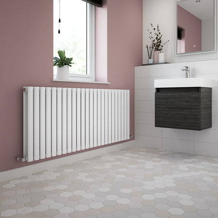 Nuie Horizontal Double Panel Radiator (2 sizes, Gloss White) - Brand New Bathrooms