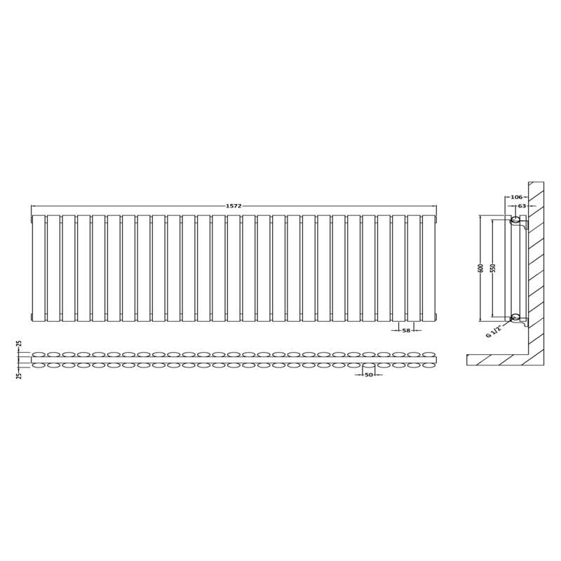 Nuie Horizontal Double Panel Radiator (2 sizes, Gloss White) - Brand New Bathrooms