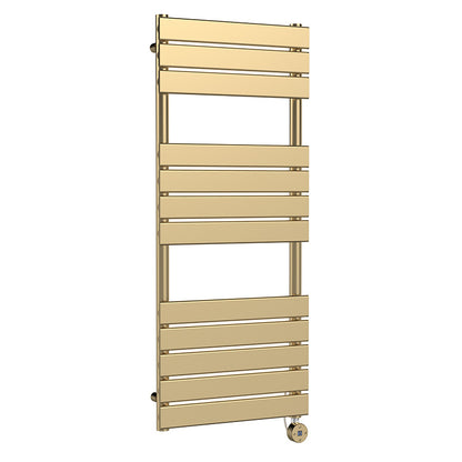 Nuie Electric Square Flat Towel Radiator (2 sizes, Brushed Brass) - Brand New Bathrooms