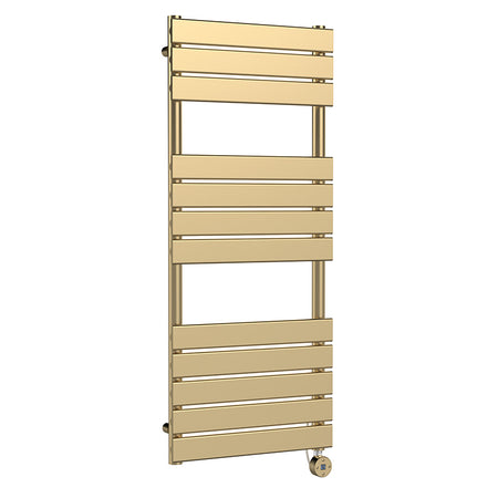 Nuie Electric Square Flat Towel Radiator (2 sizes, Brushed Brass) - Brand New Bathrooms