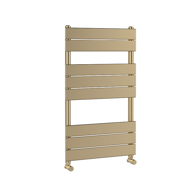 Nuie Piazza Square Flat Towel Radiator (2 sizes, Brushed Brass) - Brand New Bathrooms