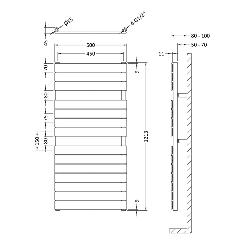 Nuie Piazza Heated Towel Rail (Anthracite) - Brand New Bathrooms