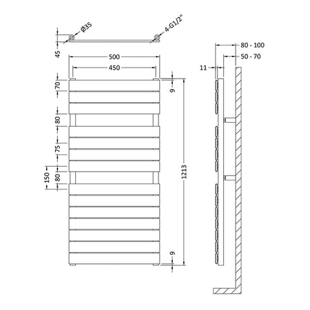 Nuie Piazza Heated Towel Rail (Anthracite) - Brand New Bathrooms