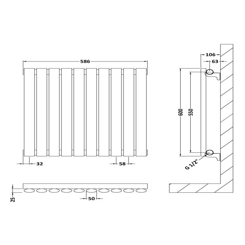 Nuie Revive Horizontal Single or Double Panel Radiator (2 styles, 1 size, Anthracite) - Brand New Bathrooms