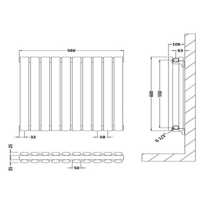 Nuie Revive Horizontal Single or Double Panel Radiator (2 styles, 1 size, Anthracite) - Brand New Bathrooms