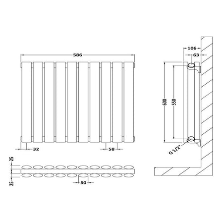 Nuie Revive Horizontal Single or Double Panel Radiator (2 styles, 1 size, Anthracite) - Brand New Bathrooms