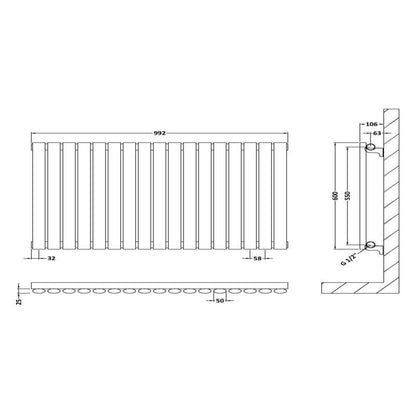 Nuie Revive Horizontal Single or Double Panel Radiator (2 styles, 1 size, Anthracite) - Brand New Bathrooms