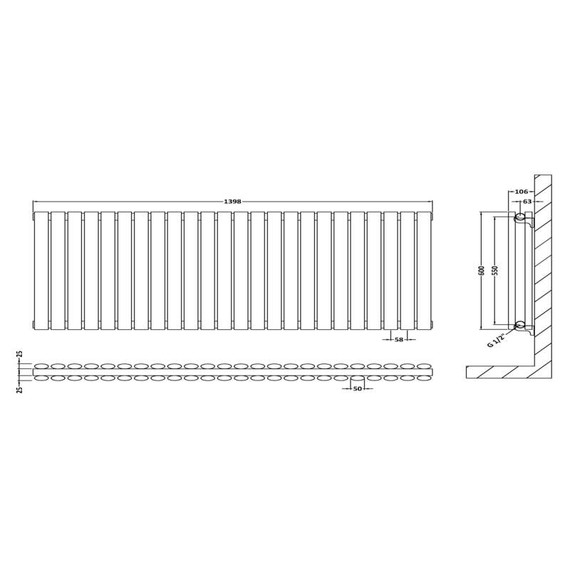 Nuie Revive Horizontal Double Panel Radiator (2 sizes, Anthracite) - Brand New Bathrooms