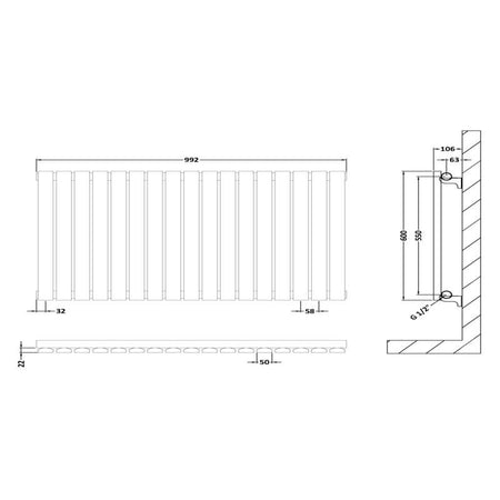Nuie Sloane Horizontal Single or Double Panel Radiator (2 styles, 1 size, Anthracite) - Brand New Bathrooms