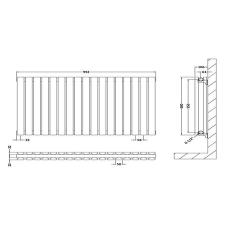Nuie Sloane Horizontal Single or Double Panel Radiator (2 styles, 1 size, Anthracite) - Brand New Bathrooms