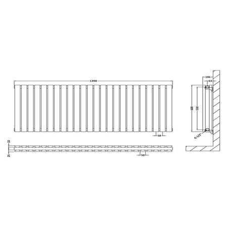 Nuie Sloane Horizontal Double Panel Radiator (2 sizes, Anthracite) - Brand New Bathrooms