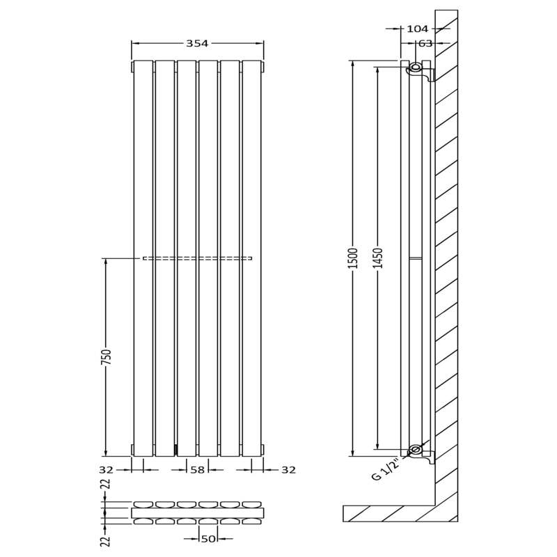 Nuie Sloane Vertical Single or Double Panel Radiator (2 styles, 1 size, Anthracite) - Brand New Bathrooms