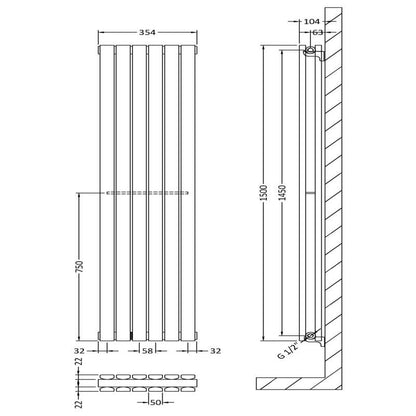 Nuie Sloane Vertical Single or Double Panel Radiator (2 styles, 1 size, Anthracite) - Brand New Bathrooms