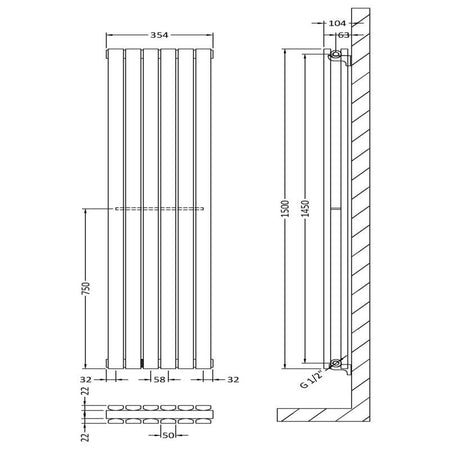Nuie Sloane Vertical Single or Double Panel Radiator (2 styles, 1 size, Anthracite) - Brand New Bathrooms