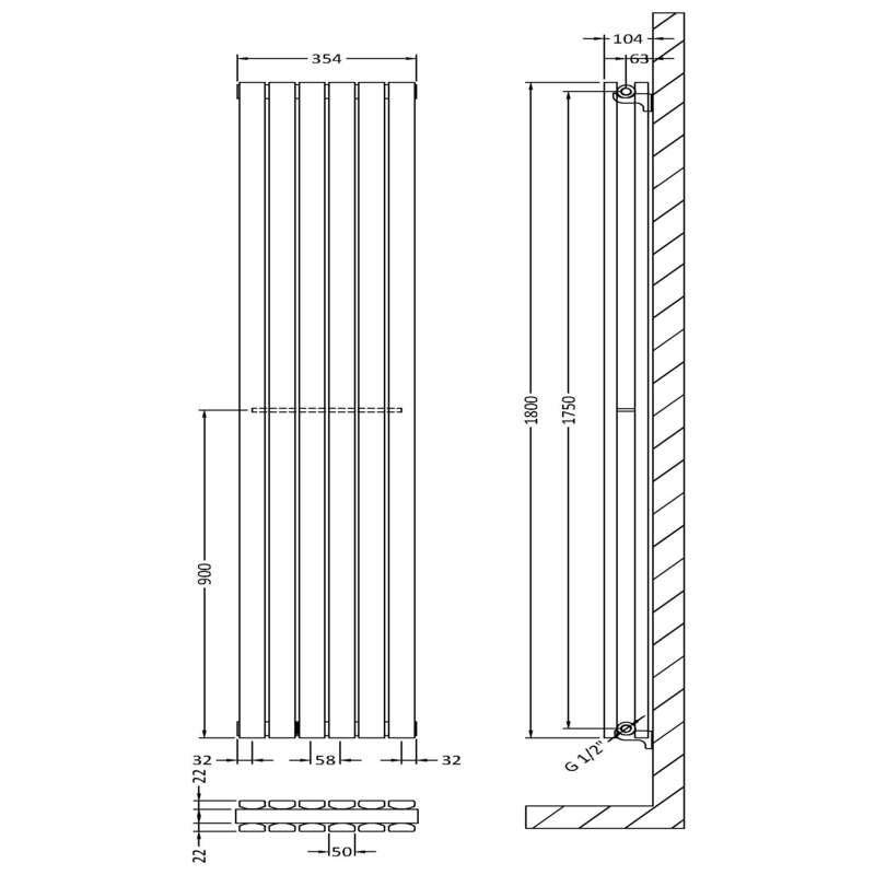 Nuie Sloane Single or Double Panel Designer Radiator (2 styles, 1 size, Anthracite) - Brand New Bathrooms