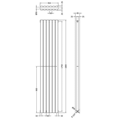 Nuie Revive Double Panel Designer Radiator (2 sizes, Anthracite) - Brand New Bathrooms