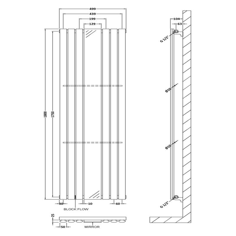 Nuie Revive Single or Double Panel Designer Radiator with Mirror (2 styles, 1 size, Anthracite) - Brand New Bathrooms
