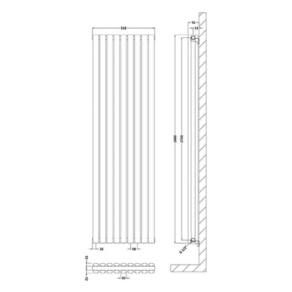 Nuie Revive Vertical Double Panel Radiator (Anthracite) - Brand New Bathrooms