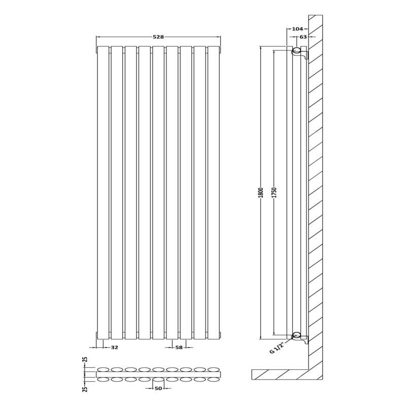 Nuie Revive Vertical Double Panel Radiator (1 size, Anthracite) - Brand New Bathrooms