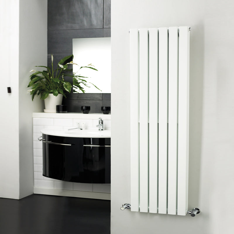 Nuie Sloane Single or Double Panel Designer Radiator (2 styles, 1 size, Satin White) - Brand New Bathrooms