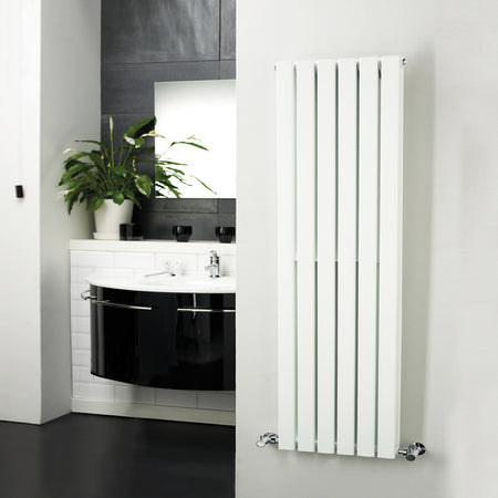 Nuie Sloane Single or Double Panel Designer Radiator (2 styles, 1 size, Satin White) - Brand New Bathrooms