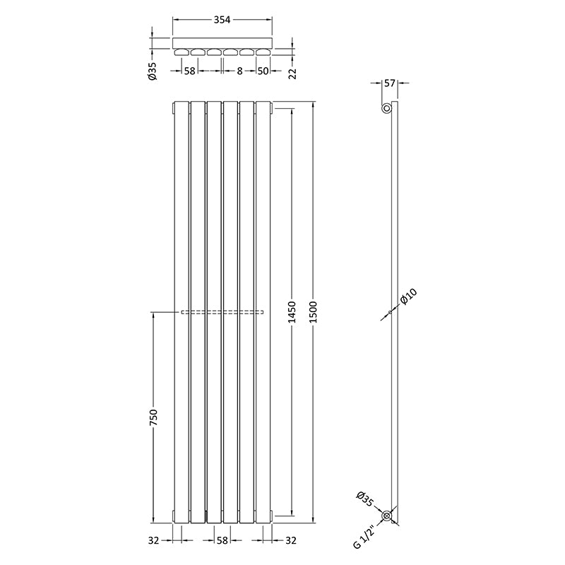 Nuie Sloane Panel Designer Radiator (2 types, Satin White) - Brand New Bathrooms