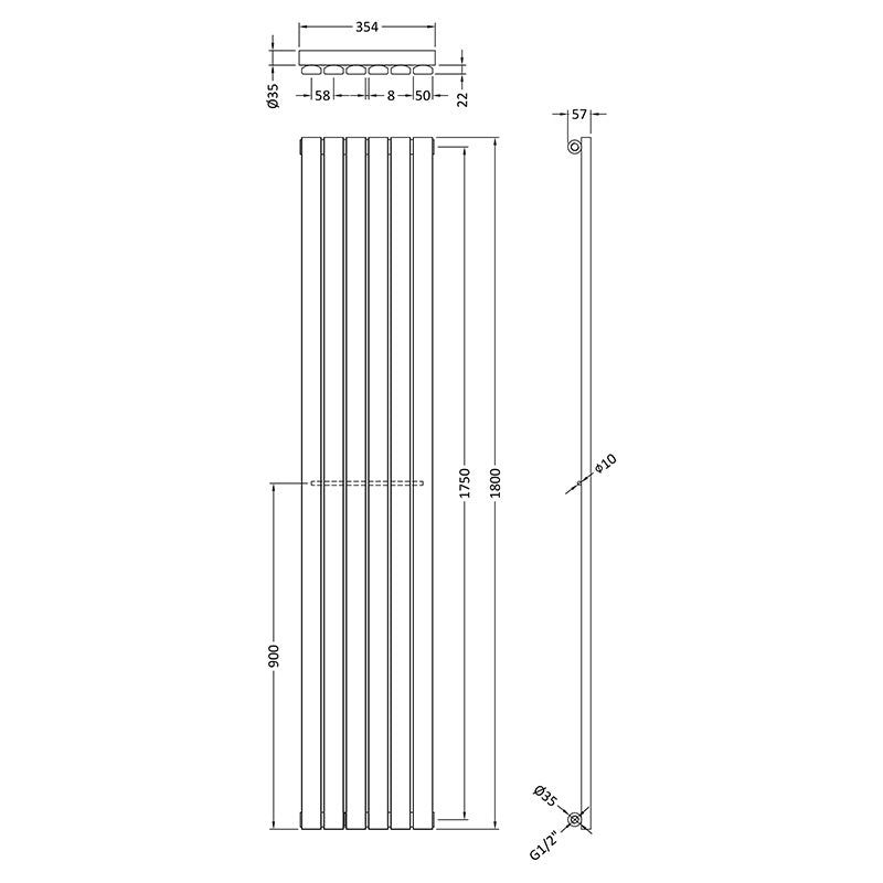 Nuie Sloane Single Panel Designer Radiator (1 size, Satin White) - Brand New Bathrooms