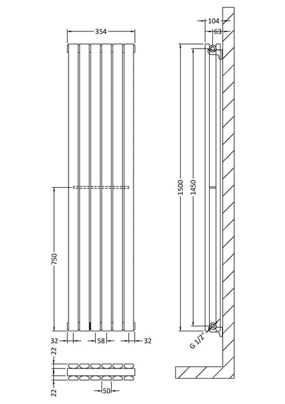 Nuie Sloane Single or Double Panel Designer Radiator (2 styles, 1 size, Satin White) - Brand New Bathrooms
