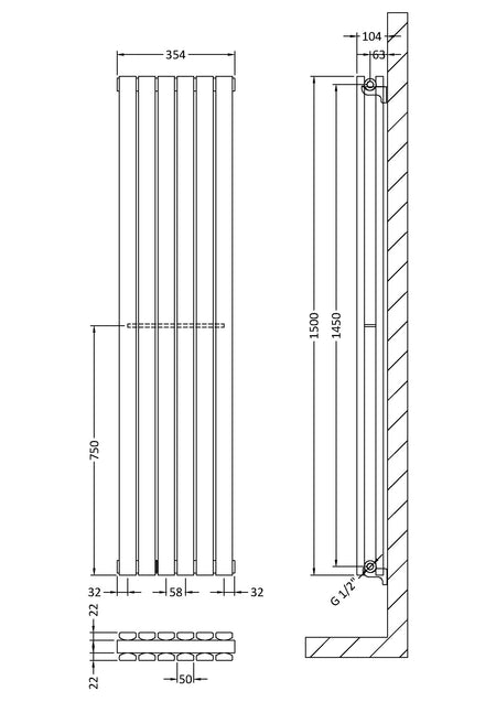 Nuie Sloane Single or Double Panel Designer Radiator (2 styles, 1 size, Satin White) - Brand New Bathrooms