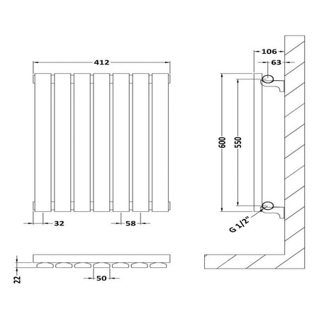 Nuie Sloane Horizontal Single or Double Panel Radiator (2 styles, 1 size, Satin White) - Brand New Bathrooms