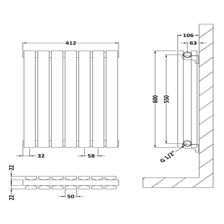 Nuie Sloane Horizontal Single or Double Panel Radiator (2 styles, 1 size, Satin White) - Brand New Bathrooms