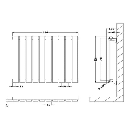 Nuie Sloane Horizontal Single or Double Panel Radiator (2 styles, 1 size, Satin White) - Brand New Bathrooms