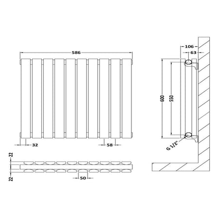 Nuie Sloane Horizontal Single or Double Panel Radiator (2 styles, 1 size, Satin White) - Brand New Bathrooms