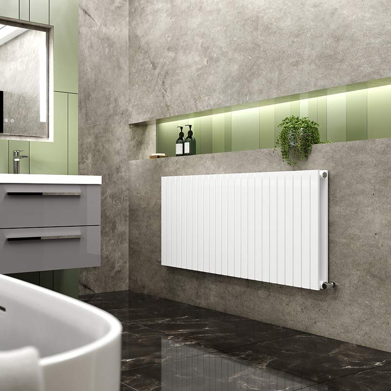 Nuie Sloane Horizontal Double Panel Radiator (2 size, Satin White) - Brand New Bathrooms