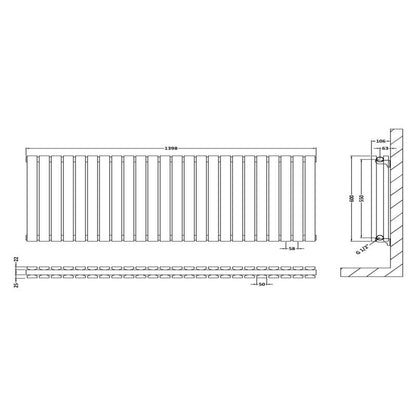 Nuie Sloane Horizontal Double Panel Radiator (2 sizes, Satin White) - Brand New Bathrooms