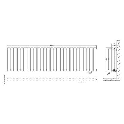 Nuie Sloane Horizontal Double Panel Radiator (2 sizes, Satin White) - Brand New Bathrooms