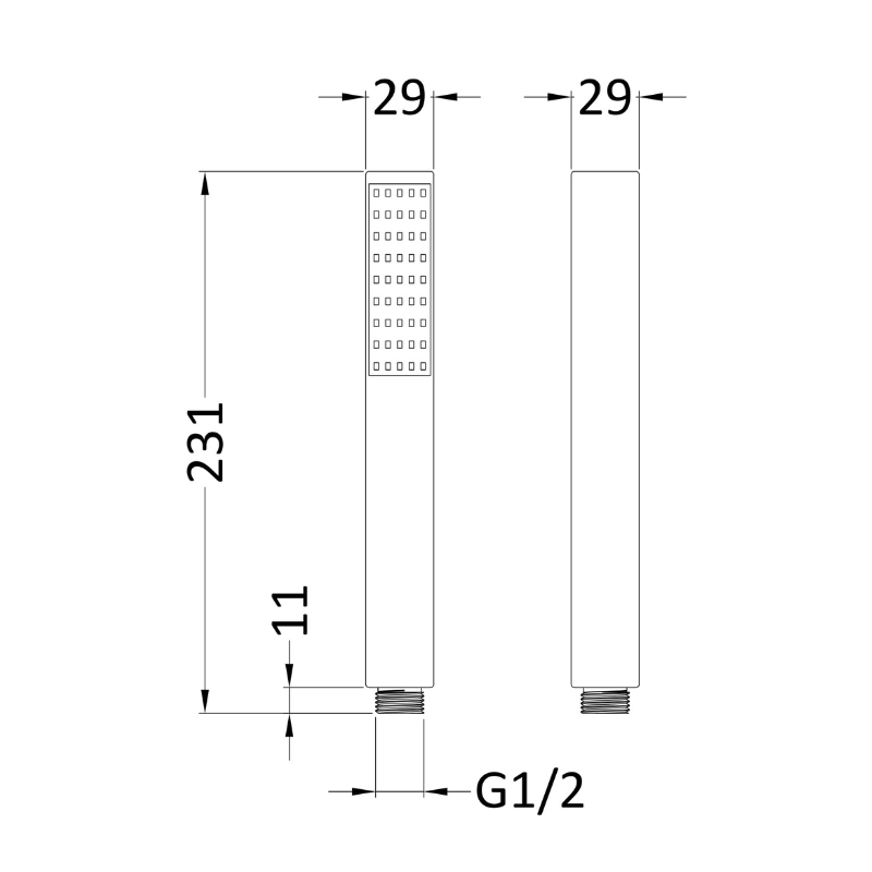 Nuie Shower Accessories Minimalist Square Handset (1 size, 3 colours) - Brand New Bathrooms