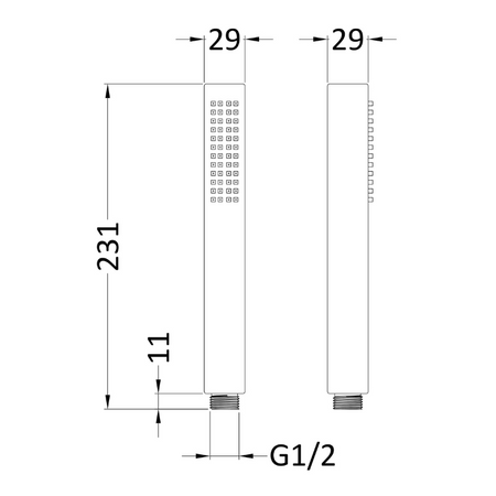 Nuie Shower Accessories Minimalist Square Handset (1 size, 3 colours) - Brand New Bathrooms