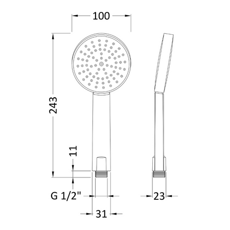Nuie Shower Accessories Single Function Water Saving Handset (1 size, Chrome) - Brand New Bathrooms