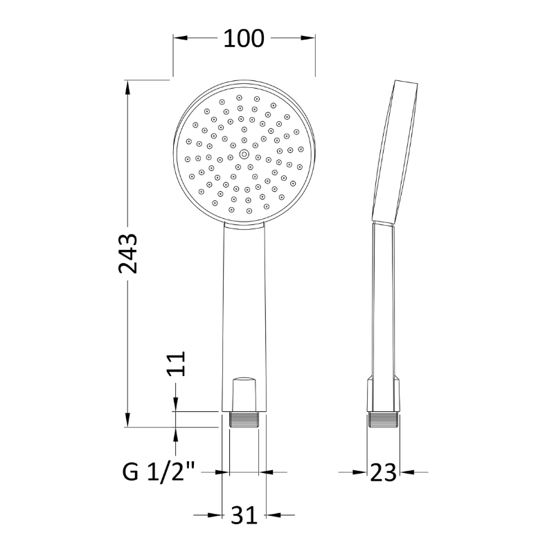 Nuie Shower Accessories Single Function Water Saving Handset (1 size, Chrome) - Brand New Bathrooms