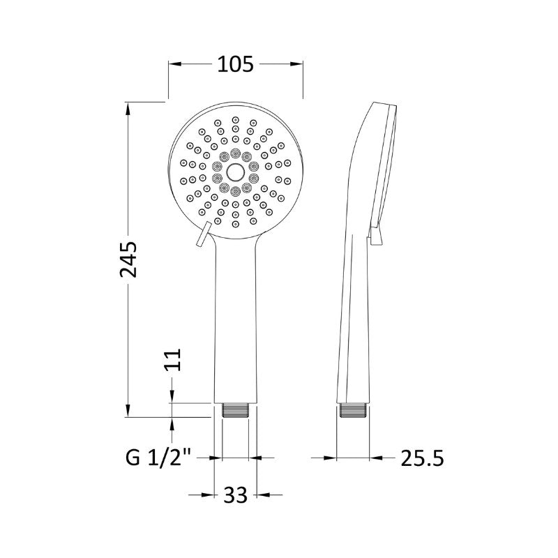 Nuie Shower Accessories Multifunction Water Saving Round Handset (1 size, Chrome) - Brand New Bathrooms