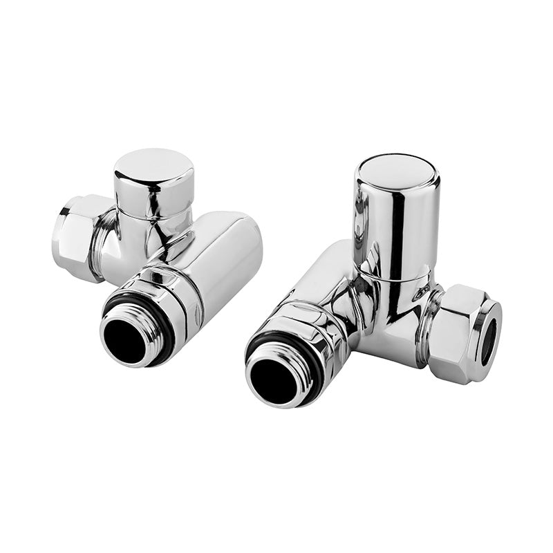 Nuie Radiator Valves Corner Duel Fuel Radiator Valve Pack (Pairs) (1 size, Chrome) - Brand New Bathrooms