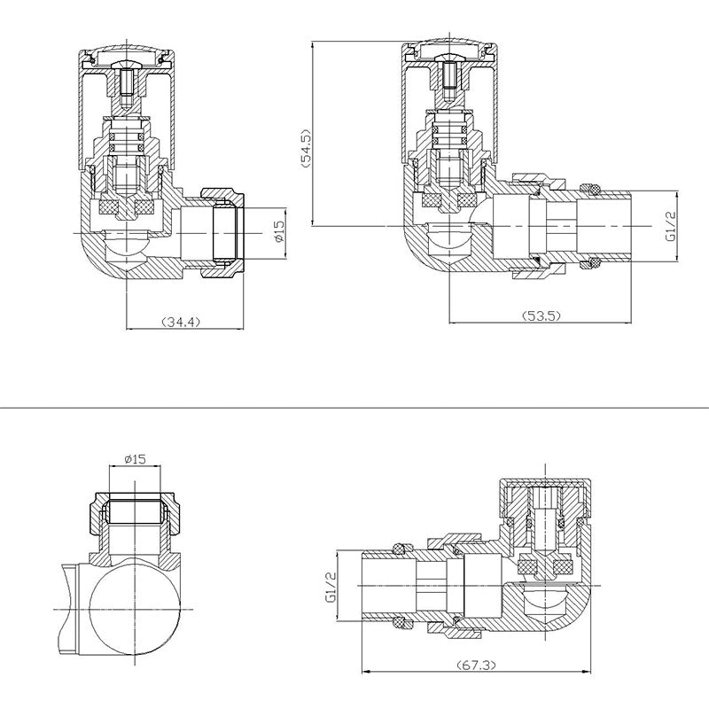 Nuie Radiator Valves Corner Duel Fuel Radiator Valve Pack (Pairs) (1 size, Chrome) - Brand New Bathrooms