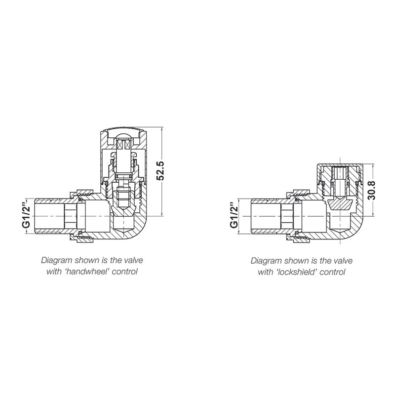 Nuie Radiator Valves Corner Radiator Valve Pack (Pairs) (1 size, Chrome) - Brand New Bathrooms