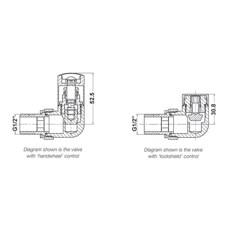 Nuie Radiator Valves Corner Radiator Valve Pack (Pairs) (1 size, Chrome) - Brand New Bathrooms