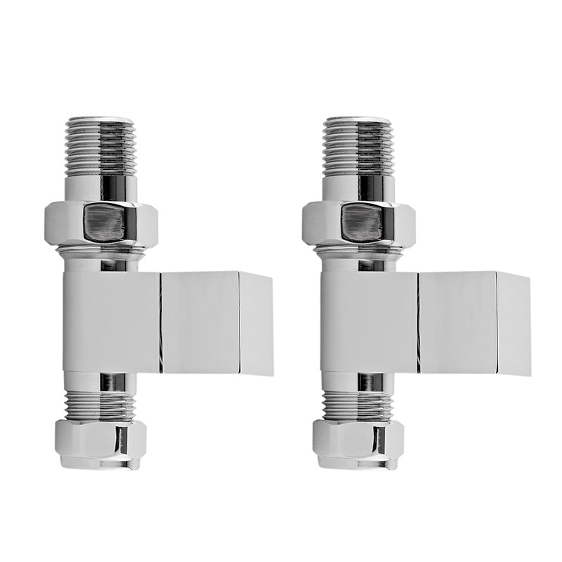 Nuie Radiator Valves Straight Radiator Valve Pack (Pairs) (1 size, Chrome) - Brand New Bathrooms