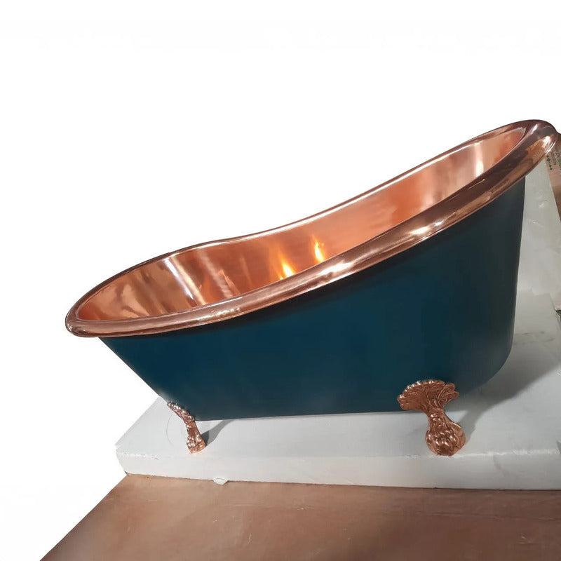 Coppersmith Creations Clawfoot Copper Bathtub (1 size, Blue/Green Exterior) - Brand New Bathrooms