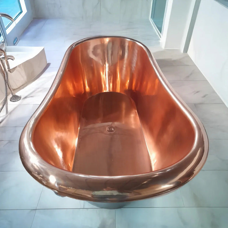 Coppersmith Creations Clawfoot Copper Bathtub (1 size, Blue/Green Exterior) - Brand New Bathrooms