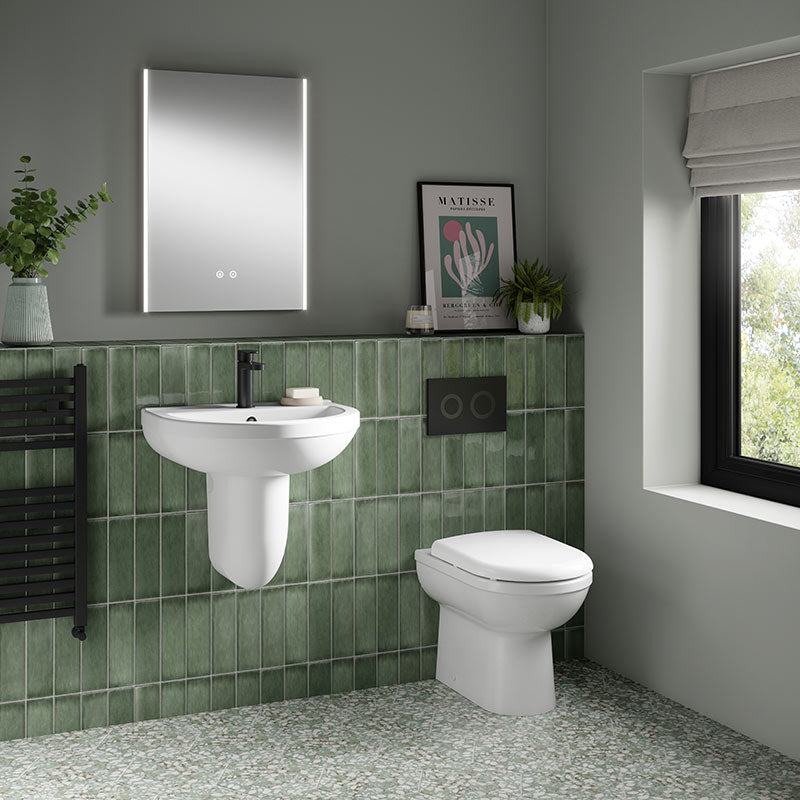 Nuie Ivo Basin & Semi Pedestal (2 styles, 1 size, White) - Brand New Bathrooms